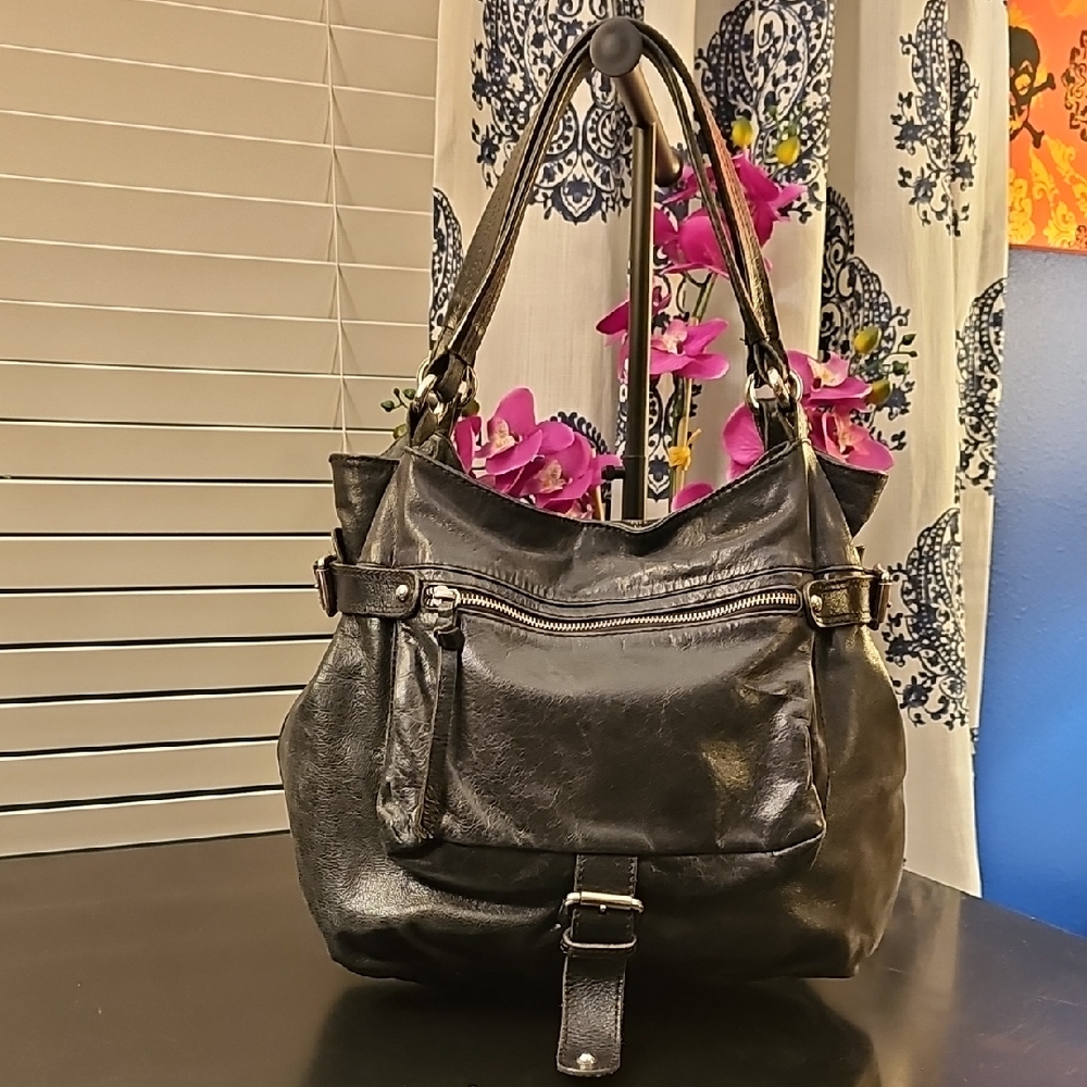 Tano Black Leather Satchel